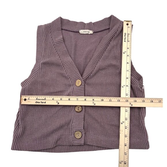 Ribbed Purple Knit Button-Up Cropped Vest Top Women's Medium By Entro - Picture 3 of 5